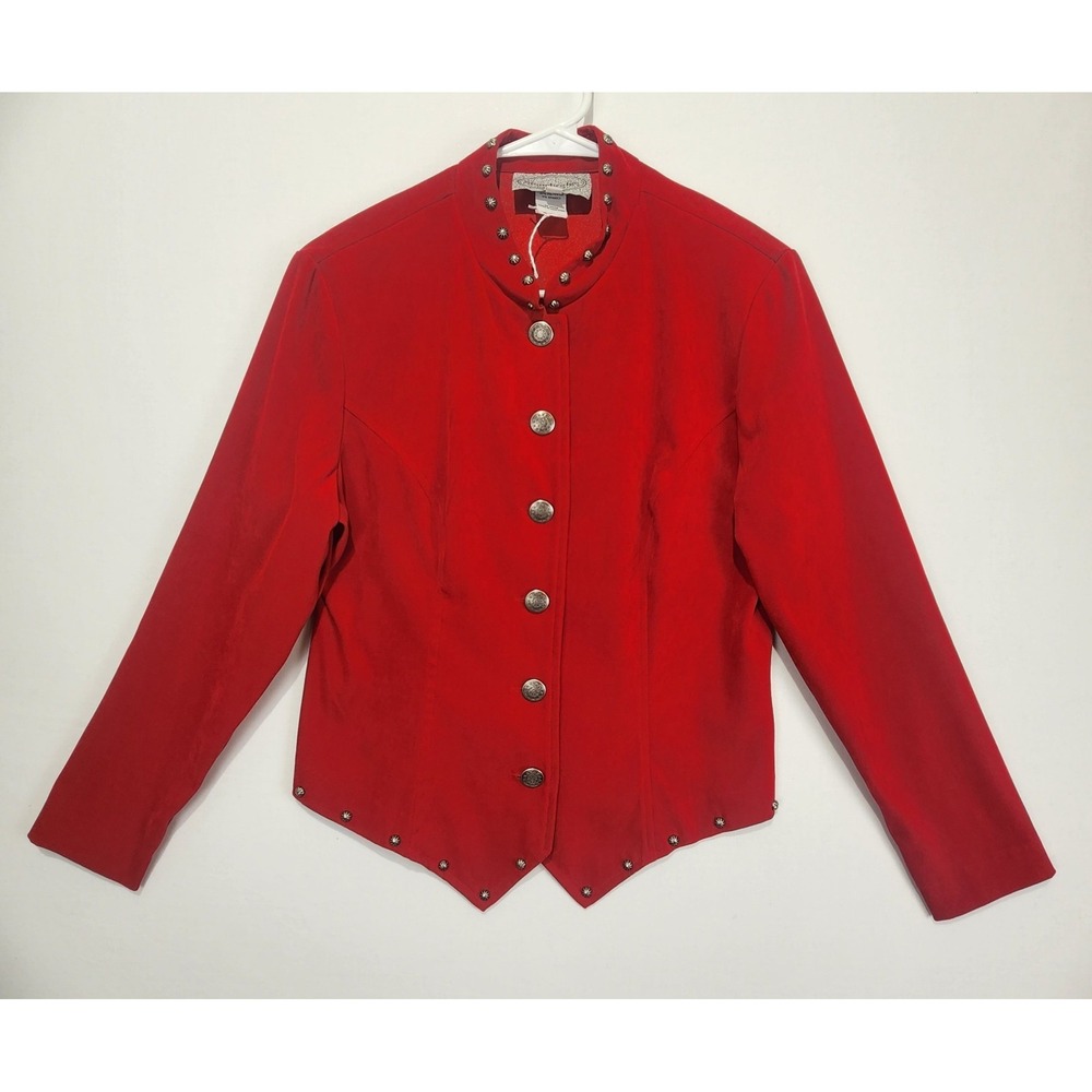 Stonebridge Women's Vintage Red Jacket With Stud Trim‎ Size 6P